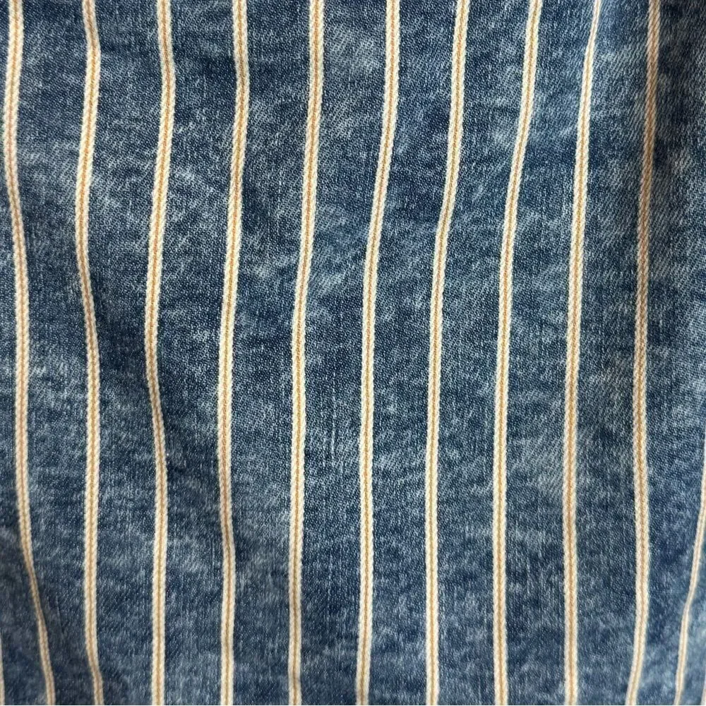 American Eagle Blue and White Striped Denim Shorts size 10